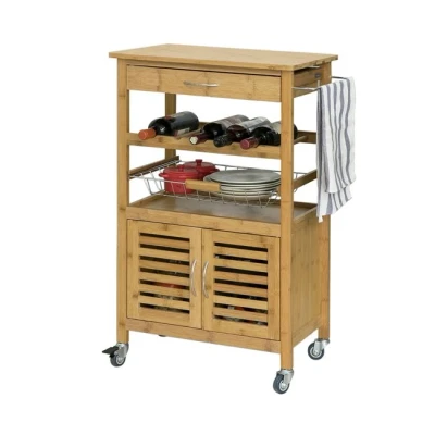 Imagen de SoBuy Carrito de Cocina, Estantería Servir con 1 Cesta y Puerta,FKW53 N,ES