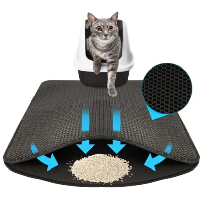 Imagen de KARAT Alfombrilla para arena gatos, color antracita, 76 x 61 cm, base impermeable protege el suelo de la gatos