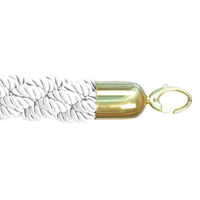 Imagen de SECURIT Cordón Cuerda de Terciopelo para Sistema Barrera Clásico Con Extremos Metálicos Bar, Restaurante, Discoteca, Tienda L. 152 cm Acabado Dorado Blanco