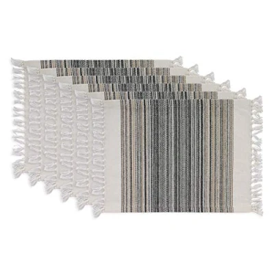 Imagen de DII Everyday Collection Juego de manteles Individuales a Rayas con Flecos, 13 x 20 Pulgadas, Negro, 2 Unidades