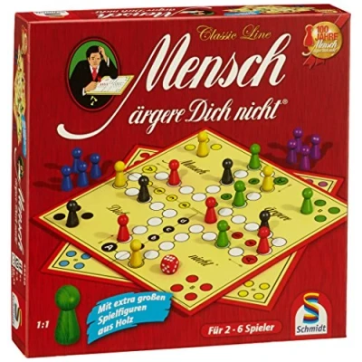 Imagen de Schmidt Spiele 49330 Classic Line Mensch Angere Dich Nicht Figuras de Juguete Madera extragrandes, FFP, Multicolor
