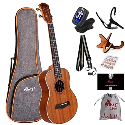 Imagen de Winzz Ukelele Tenor de 26 pulgadas Adulto, Set para Principiantes con Soporte y Cejilla (Caoba, Mate)