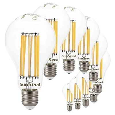 Imagen de SUNSEED 10x Bombilla Estándar Filamento LED E27 18W = 162W Blanco Cálido 2700K