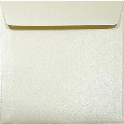 Imagen de Netuno 25 sobres cuadrados cremosos nacarados DIN 156x156mm 120g Majestic Candlelight Cream con solapa recta engomada sin ventana perlados para invitaciones tarjetas boda Navidad cumpleaños regalo
