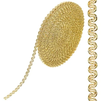 Imagen de ROSENICE 0.6cm10m Trenzado Cañutillo Recortar Boda Cinta DIY Artesanía adorno Decoración del partido (Oro)