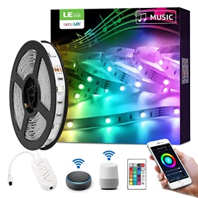 Imagen de LE 5M 24W Luces de Tiras LED la Música, WiFi Tira TV Multicolor (Solo 2,4 GHz), Control Voz y APP Inteligente, Compatible con Alexa Google Home, Decoración para Hogar, Habitación, Dormitorio