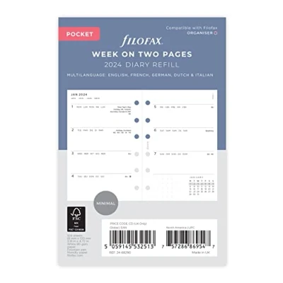 Imagen de Filofax Agenda 2024 de bolsillo minimalista semanal en dos páginas