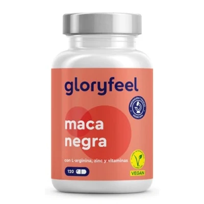 Imagen de Maca Negra 27000mg (20:1) + L Arginina, Vitamina C, B6 y Zinc Potencia Energía Vitalidad Peruana en dosis altas Vegana, Probada laboratorio Alemania, Sin aditivos