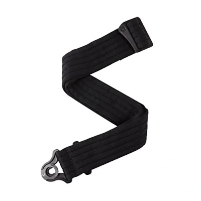Imagen de D&#039;Addario (50BAL01) Auto Lock Guitar Strap Acoustic &amp; Electric Accessories Easy to Use Locking Straps Uses Existing Buttons Padded Black Striped