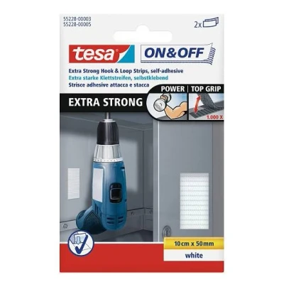 Imagen de tesa 55228 00003 01 Tiras de cierre Extrafuerte 10cm x 50mm, 2 pares, Blanco