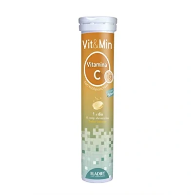 Imagen de Eladiet Complemento Alimenticio Vit&amp;Min con Vitamina C 15 Comprimidos Efervescentes Ayuda a Reforzar el Sistema Inmunológico Contribuye la Síntesis del Colágeno Propiedades Antioxidantes