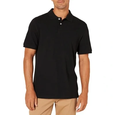 Imagen de Amazon Essentials Polo de Piqué Algodón Ajuste Entallado Hombre, Negro, XL