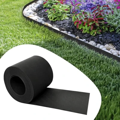Imagen de GARDENIX Flexibel TapeBORDER Borde para césped (plástico, Longitud 10 m, Altura 14 cm), Color Negro
