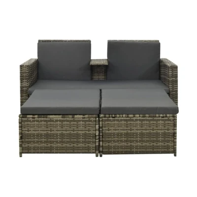 Imagen de vidaXL Set de Sofás Jardín 3 Piezas y Cojines Mobiliario Muebles Exterior Patio Terraza Hogar Silla Asiento Suave Estable Ratán Sintético Gris