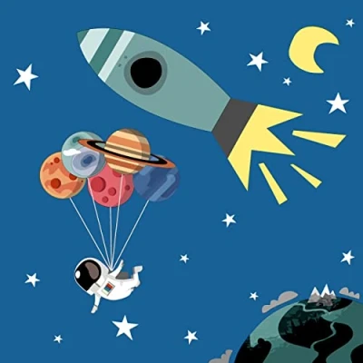 Imagen de Kosmonaut Servilletas (20 unidades, 33 cm), diseño de cohete
