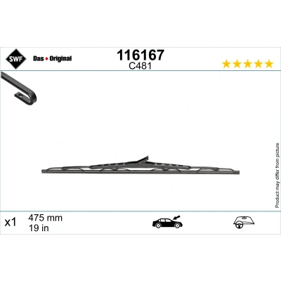 Imagen de Limpiaparabrisas Swf 116167 475mm Escobillas con arco 19in MINI: Hatchback, OPEL: Vectra C Sedán, GTS, B Sedán
