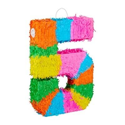 Imagen de Relaxdays Piñata Cumpleaños Número 5 sin Relleno, Papel, Multicolor, 50,5 x 35,5 7,5 cm, Color (10025189_907)