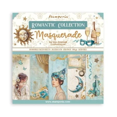 Imagen de Stamperia Scrapbook Paper Pad for Scrapbooking, Albums, Card Making, Bullet Journalling and More, Acid Free, Double Sided, Perfect Hobbies, Crafts, Gifting (Masquerade) (20.3 x 20.3cm)
