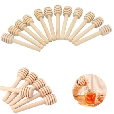 Imagen de DCQQ 20 PCS Barra de Agitación Miel Cuchara Madera Esparcidor Varilla Portátil para Mermelada Jarabe Arce Caramelo Fiesta Boda Favores Bautizo (10cm) (fengmibang)