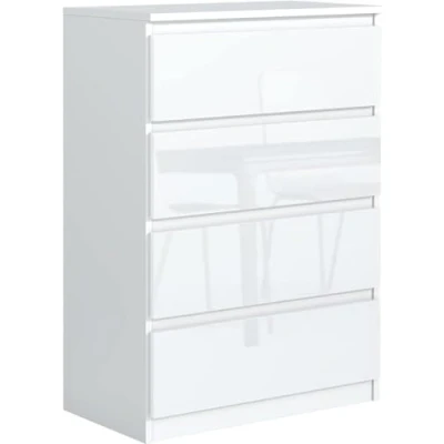 Imagen de meble masztalerz Cómoda 70,4 cm Blanco Frentes de Alto Brillo con 4 Cajones 70,4x102x39 Comoda Dormitorio Casa Oficina Cajonera Armario Interior Mueble Salon