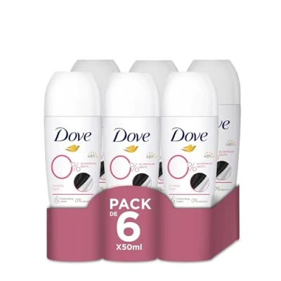 Imagen de Dove 0% Desodorante Roll On 48h Original Sin Aluminio Ni Alcohol para Mujer con 1/4 de Crema Hidratante, 6X50 ml