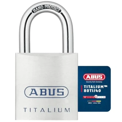 Imagen de Abus 80TI/40KA8011 Candado Titalium arco Nano protect y llave de 6 pitones 40mm llaves iguales