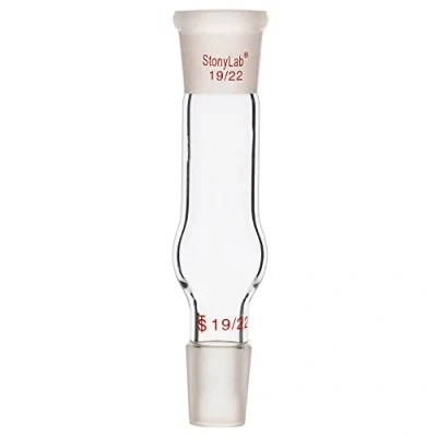 Imagen de stonylab Tubo de Secado Recto Vidrio, Adaptador Vidrio Borosilicato con Juntas Cónicas Estándar 19/22 para Laboratorio Accesorios