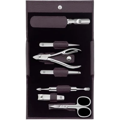 Imagen de ZWILLING set de manicura (7 piezas, pedicura, estuche viaje, cuidado uñas, cuero auténtico), acero inoxidable pulido, morado