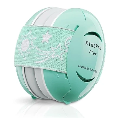 Imagen de Senner ® KidsPro Flex Protectores auditivos para niños pequeños Mini protección flexible Orejeras bebés, ideales el día a día, fiestas, eventos deportivos y musicales, turquesa