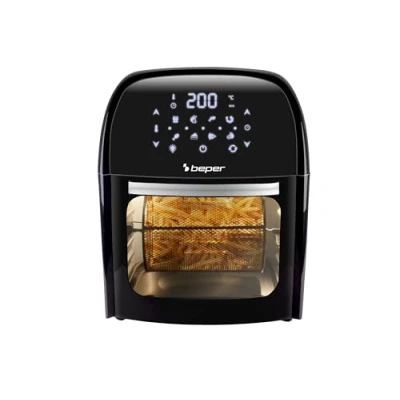 Imagen de BEPER P101FRI012 Freidora De Aire Caliente, Asador, Horno, Tostadora, Secadora,12 L, 1800W, Panel táctil, 8 Programas, Equipado, Ajustable, Negro
