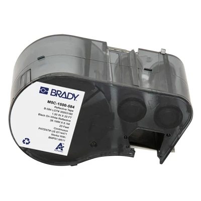 Imagen de Brady M5C 1500 584 etiquetas de plástico negro sobre blanco 38,1 mm x 6,1 m
