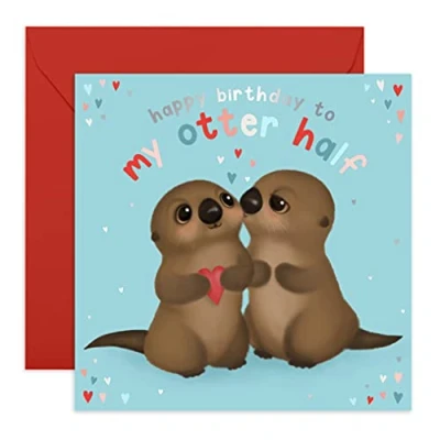 Imagen de Central 23 Tarjeta de cumpleaños para marido Happy Birthday To My Otter Half&#039; dulce esposa Novia Novio Viene con divertidas pegatinas
