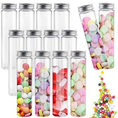 Imagen de REFORUNG 12 PCS Tubos de Ensayo Plástico con Tapa Tubo Laboratorio 80ML para Chuches Prueba Transparente Perlas Dulces Flor