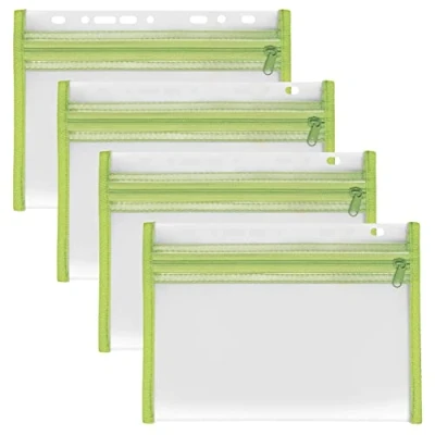 Imagen de VELOFLEX A435004 Cubierta para documentos con cremallera, 4 piezas, DIN A5, archivable, verde, VELOBAG XXS, bolsillo cremallera