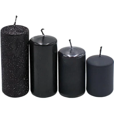 Imagen de velas de Adviento, en negro, 4 tamaños H 5 10 cm, diámetro 250 gr, tiempo combustión x h, sin perfume