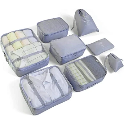 Imagen de BillyBath Organizador de Equipaje 8 en 1 Set Organizadores Viajes, para mujeres, hombres, separación seca y húmeda, ropa limpia sucia, perfectamente plegada, Gris