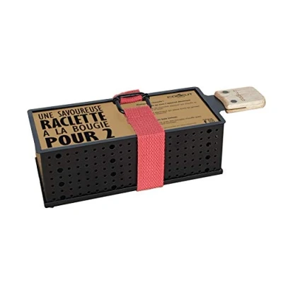 Imagen de COOKUT LUMI Raclette con Vela para 2 Personas Derrite tu Queso en 3 Minutos Noche de raclette, Fondue Queso, Picnic Incluye espátula Madera Negro