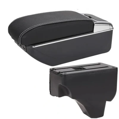 Imagen de NINOMA Usar Todo año Caja De Almacenamiento Apoyabrazos Consola Central, Accesorios Modificación Piezas Interiores Coche para Peugeot 208 2008 2019 2024(A3 Black White 7USB)