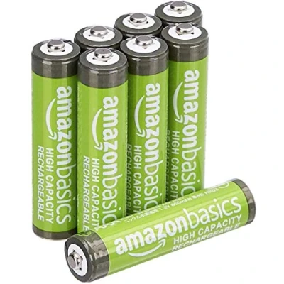 Imagen de Amazon Basics Pilas AAA NiMh recargables de alta capacidad, precargadas, Paquete 8 (el aspecto puede variar)