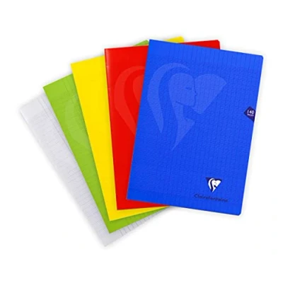Imagen de Clairefontaine 303181C Cuaderno grapado Mimesys A4, 21 x 29,7 cm, 140 páginas, azulejos grandes, papel blanco, 90 g, cubierta de poliuretano color aleatorio