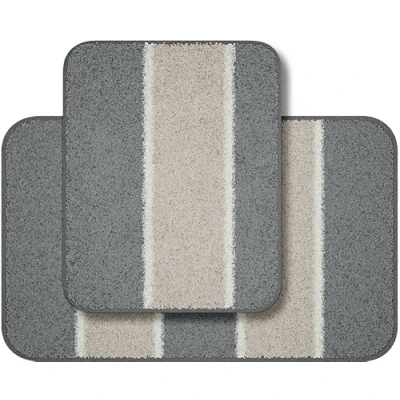 Imagen de Linea Due WAYMORE Alfombra de baño, Polyester, Antracita, 40x50 cm+50x80 cm