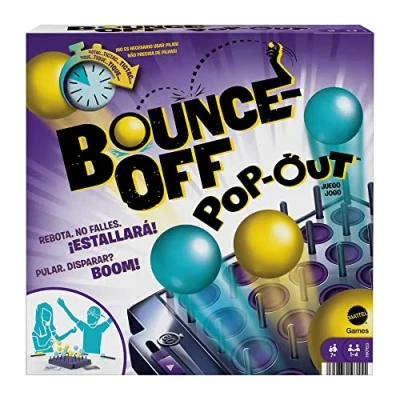 Imagen de Mattel Games Bounce Off Pop out! El Poder de Las Palabras Juego Mesa con 16 Bolas y Temporizador, +7 años (Mattel HKR53)