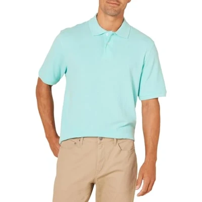 Imagen de Amazon Essentials Polo en Piqué de Algodón con Corte Regular (Disponible Talla Grandes y Largos Especiales) Hombre, Azul Agua, XXL