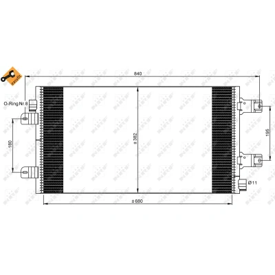 Imagen de NRF EASY FIT 35880 Condensador con junta anular 14,2 11 Aluminio 680 RENAULT: MASTER 2 Kasten, Bus, Pritsche/Fahrgestell