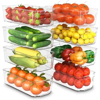 Imagen de KICHLY Organizadores para la despensa Juego de 8 Compartimentos almacenamiento cocina, despensa, armarios, encimeras y refrigerador sin BPA (Transparente)