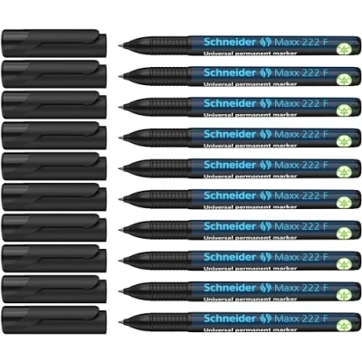 Imagen de Schneider Maxx 222 F Rotulador universal (permanente, tinta recargable, 0,7 mm, 10 unidades), color negro