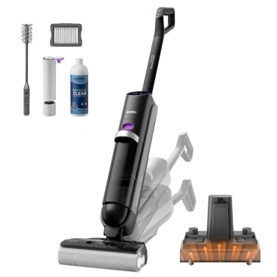 Imagen de EUREKA RapidWash NEW730 Aspiradora Fregadora Sin Cable en Seco y Húmedo,Posición Plana de 170,Secado por Aire Caliente a 185F,21,600 Pa,35 Min,Autolimpieza Función Antienredos,Depósito Doble,LED