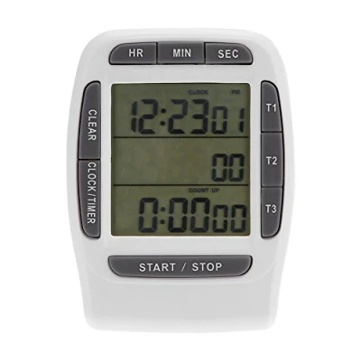 Imagen de Temporizador de Cocina Digital, Digital múltiples Canales Cuenta Regresiva LCD electrónico con función Memoria, Soporte e imán en la Parte Posterior