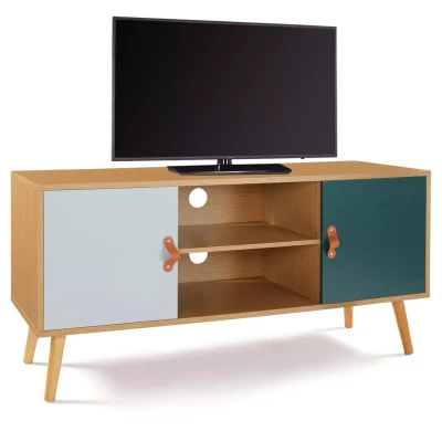 Imagen de IDMarket Mueble TV 113 cm escandinavo Alize Madera y Verde