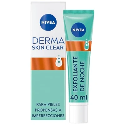Imagen de NIVEA Derma Skin Clear Peeling exfoliante de Noche (40 ml), facial con ácido glicólico, salicílico y niacinamida, crema regeneradora para una piel más limpia